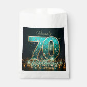 Glam Teal Gold Stained Glass Mosaic 70th Birthday フェイバーバッグ (正面)