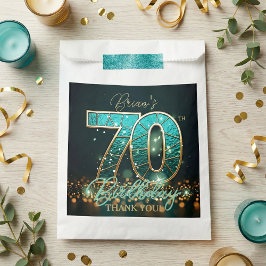 Glam Teal Gold Stained Glass Mosaic 70th Birthday フェイバーバッグ