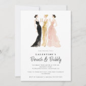 Glam Three Elegant Women Galentine's Day Party 招待状 (正面)