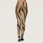 Glam Tigerプリント野猫型動物パタフェイクーン金ゴールド レギンス<br><div class="desc">このスタイリッシュデザインは、野生のトラのプリントを黒、薄茶色、フェイク金ゴールドで表します。</div>