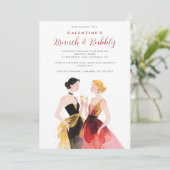 Glam Two Elegant Women Galentines Day Party 招待状 (スタンド正面)