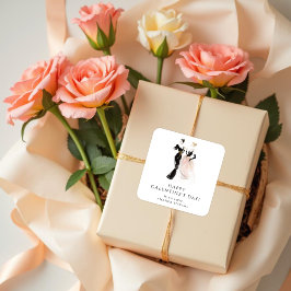 Glam Two Pretty Elegant Ladies Galentine's Day スクエアシール