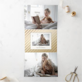 Glam Two-Tone金ゴールド/銀書道写真 三つ折りカード (内部)