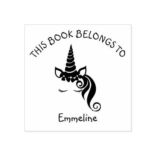 Glam Unicorn蔵書票この本は名前に属する ラバースタンプ (インプリント)