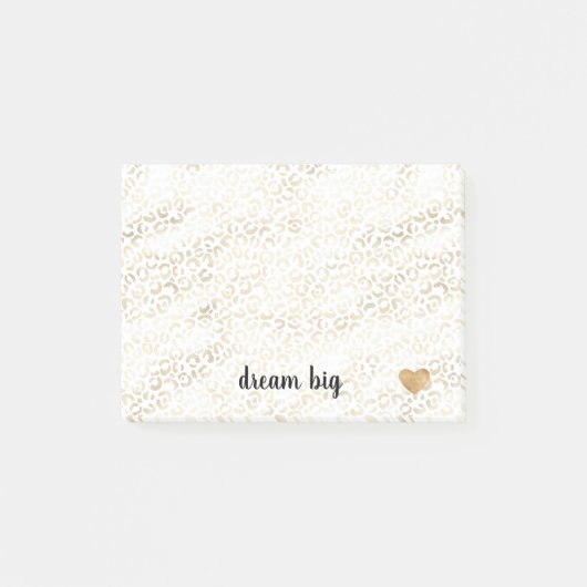 Glam White金ゴールドGlam Leopard印刷ハート ポストイット (正面)