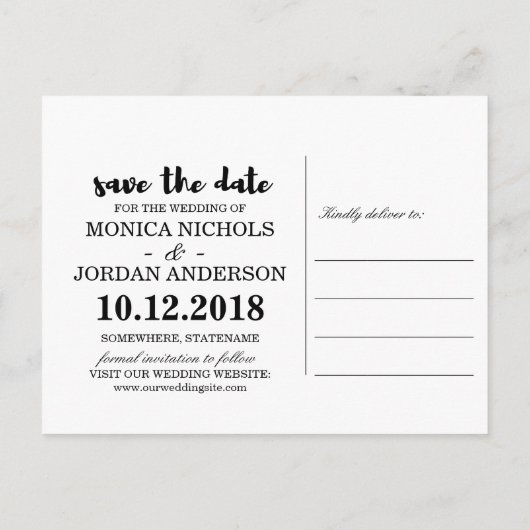 Glam White Fairy Lights黒い緑の日付を保存 案内ポストカード (裏面)