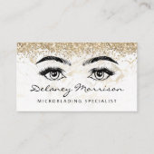Glam White Gold Marble Eyes QR Code Microblading 名刺 (正面)