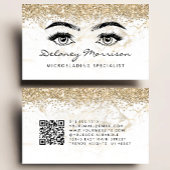 Glam White Gold Marble Eyes QR Code Microblading 名刺