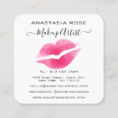 Glam White & Pink Lipstick Eyeshadowメイクアップアーティスト スクエア名刺 (裏面)