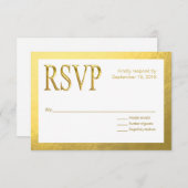 Glam White RSVP、金ゴールド付きNuggetフォイルフェイクアウトライン 出欠カード (正面/裏面)
