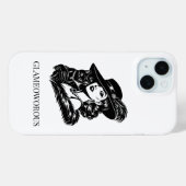 Glam Woman with Cat Fashion Illustration Case-Mate iPhoneケース (裏面 (横))