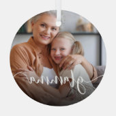 Glammaおばあちゃんのスクリプトオーバーレイ ガラスオーナメント (裏面)