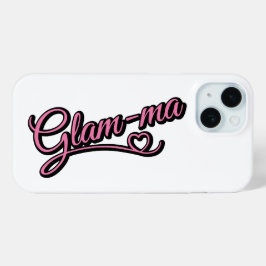 Glamma black/pink on white iPhone 15ケース