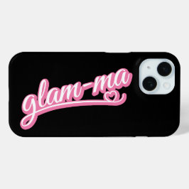 Glamma pink/white on black iPhone 15ケース