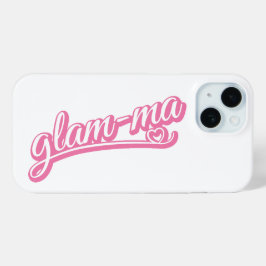 Glamma pink/white on white iPhone 15ケース