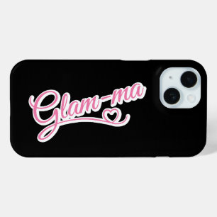 Glamma white/pink on black iPhone 15ケース