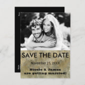 Glamorシックな金ゴールドホイルフェイク日付写真を保存 案内ポストカード (正面/裏面)