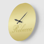 Glamor金ゴールドバックグパーソナライズされたラウンドテンプレート名 ラージ壁時計 (傾斜)