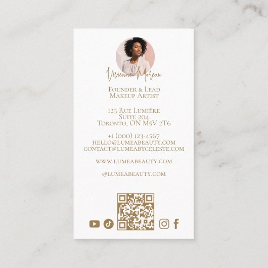 Glamor Blush Pink Gold Beauty Salon Makeup Studio 名刺 (裏面)