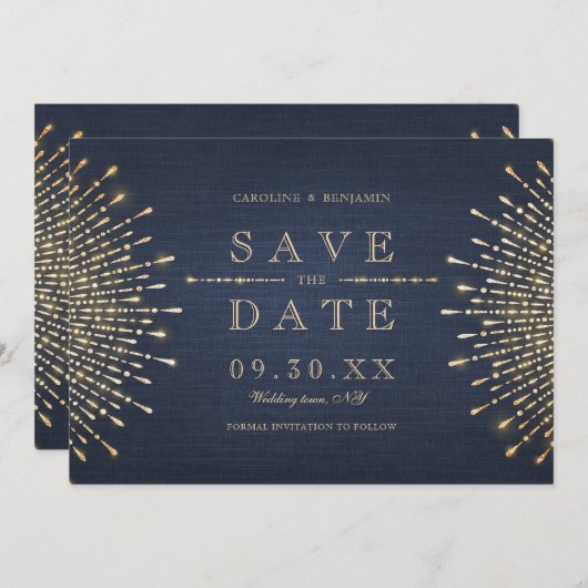 Glamor Deco Navy blueヴィンテージ保存日 セーブザデート (正面/裏面)