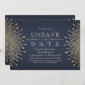 Glamor Deco Navy blueヴィンテージ日付の保存を解除 セーブザデート (正面/裏面)