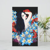 Glamor Model in Poppy flower bed, ART by LeahG 便箋 (スタンド正面)