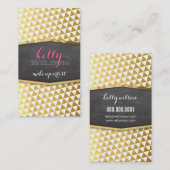 GLAMOROUS金ゴールドホイルモダンジオ三角形パターン 名刺 (正面/裏面)