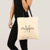 Glamorous black and white name monogram tote bags トートバッグ (正面(商品))