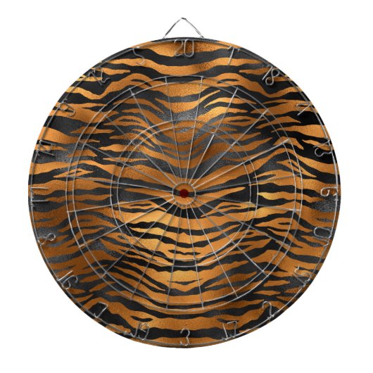 Glamorous Black Brown Tiger Stripes Animal Print ダーツボード (正面)