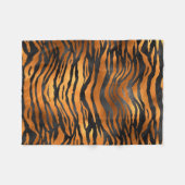 Glamorous Black Brown Tiger Stripes Animal Print フリースブランケット (正面(横))