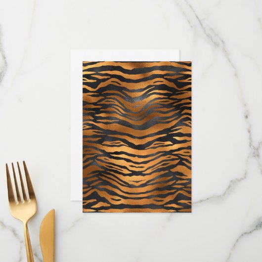 Glamorous Black Brown Tiger Stripes Animal Print メニュー (正面/裏面インサイチュ)