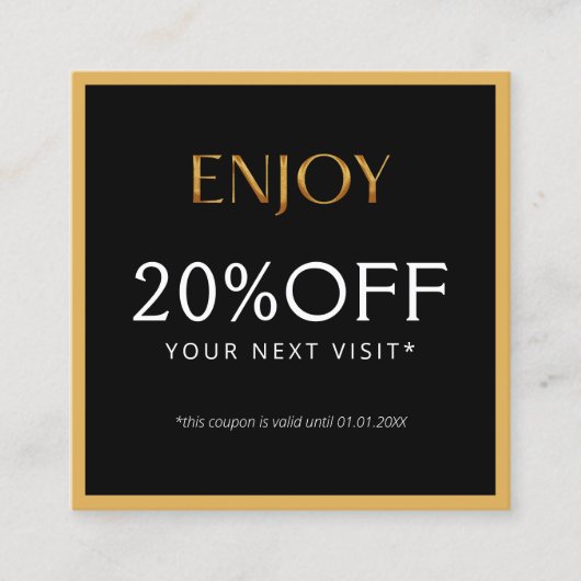 Glamorous Black & Gold Lash Tech  割引カード (正面)