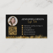 Glamorous Black & Gold Lash Tech QR Code  名刺 (裏面)