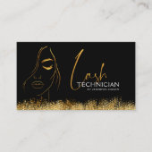Glamorous Black & Gold Lash Tech QR Code  名刺 (正面)