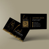 Glamorous Black & Gold Lash Tech QR Code  名刺