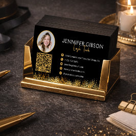 Glamorous Black & Gold Lash Tech QR Code  名刺