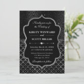 Glamorous Black Silver Art Deco Wedding 招待状 (スタンド正面)