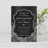 Glamorous Black Silver Art Deco Wedding 招待状 (スタンド正面)