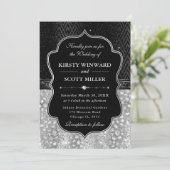 Glamorous Black Silver Leopard Spots Wedding 招待状 (スタンド正面)