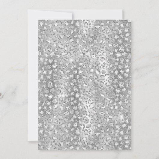 Glamorous Black Silver Leopard Spots Wedding 招待状 (裏面)