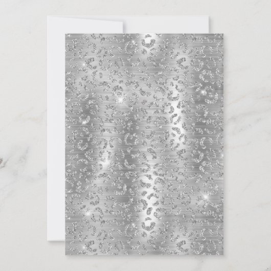 Glamorous Black Silver Leopard Spots Wedding 招待状 (裏面)