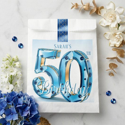 Glamorous Blue Gemstone 50th Birthday Party フェイバーバッグ