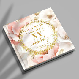 Glamorous Blush Ivory Gold Birthday Guest Book ゲストブック