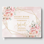 Glamorous Blush Pink Gold Floral Sweet Sixteen  ゲストブック (正面)