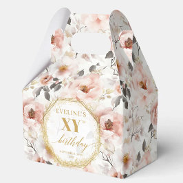 Glamorous blush pink rustic gold watercolor 80th フェイバーボックス