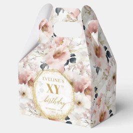 Glamorous blush pink rustic ivory gold watercolor フェイバーボックス