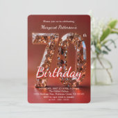Glamorous Burgundy Rose Gold Diamond 70th Birthday 招待状 (スタンド正面)