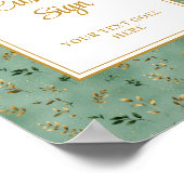 Glamorous Deep Green Gold Eucalyptus Custom Sign ポスター (角)