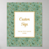 Glamorous Deep Green Gold Eucalyptus Custom Sign ポスター (正面)