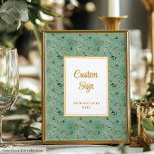 Glamorous Deep Green Gold Eucalyptus Custom Sign ポスター